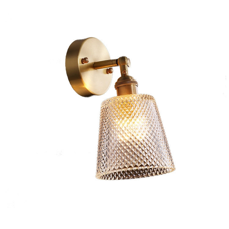 Copper Living Room Bedroom Crystal Wall Lamp, All Copper Single Head