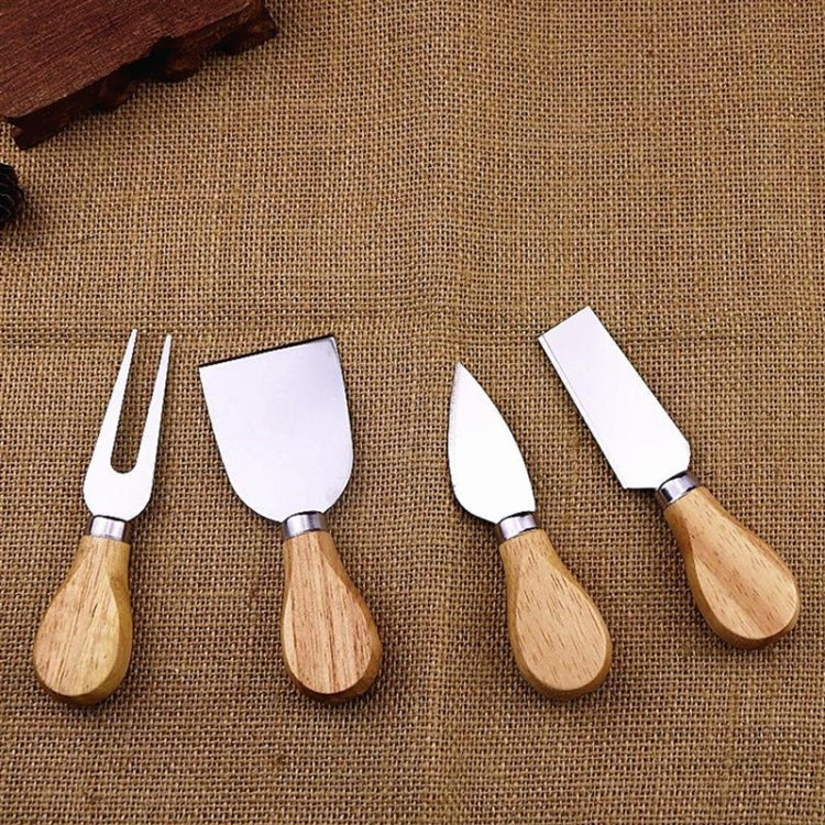 4pcs / Set Stainless Steel Cheese Knife Bamboo Handle Cheese Slicer Wood Handle Cheese Knives Set Cutter, 4 in 1 Cheese Knife