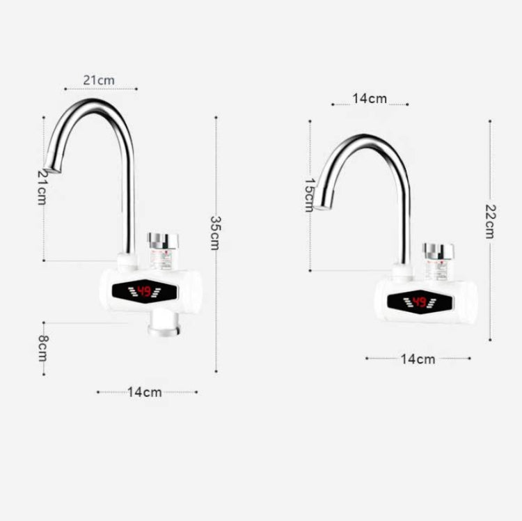Dynamic Digital Display Instant Heating Electric Hot Water Faucet Kitchen&Domestic Hot&Cold Water Heater EU Plug, With Shower Head, Large Elbow, Universal Tube