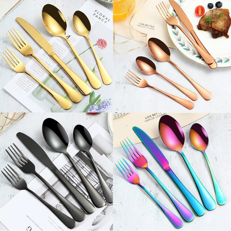 20 in 1 Stainless Steel Cutlery Steak Cutlery Set, True Color, Golden, Rose Gold, Colorful, Black