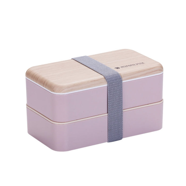 Office Double-layer Separated Lunch Box Wooden Portable Microwaveable Heating Student Bento Box with Cutlery, Double-layer