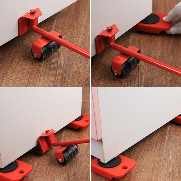 CY-0102 5 in 1 Household Moving Bed Heavy Object Moving Pulley Furniture Shifter Multifunctional Carrier, Red (150KG), Yellow (300KG), Silver (500KG), Red Black Pry Bar (150KG), Tank (100KG), Cartoon (100KG)