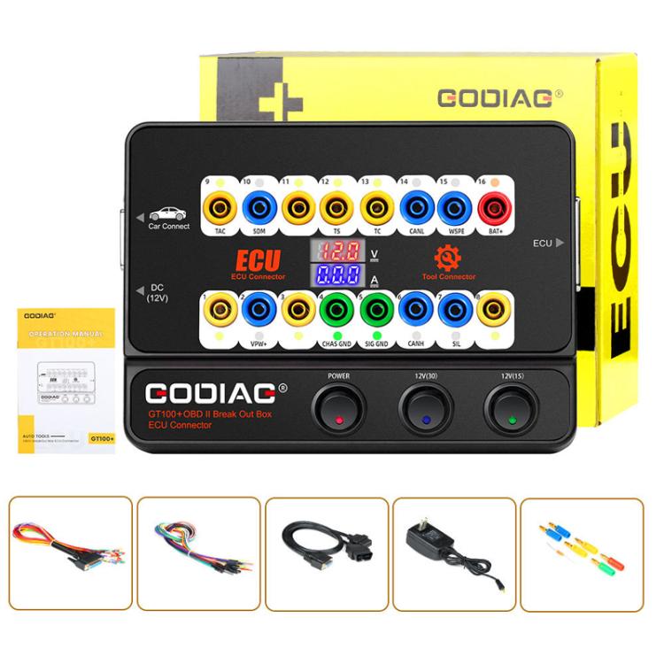 GODIAG GT100+ OBDII Breakout Box Diagnostic Port Tester ECU Bench Connector, US Plug, EU Plug