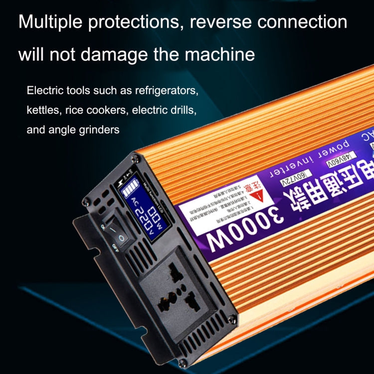 XINBOKE Universal Positive Wave Car Inverter Home Solar Inverter, 12V/24V 1500W To 220V 700W, 48V/60V 1500W To 220V 700W, 60V/72V 1500W To 220V 700W, 12V/24V 3000W To 220V 1200W, 48V/60V 3000W To 220V 1200W, 60V/72V 3000W To 220V 1200W