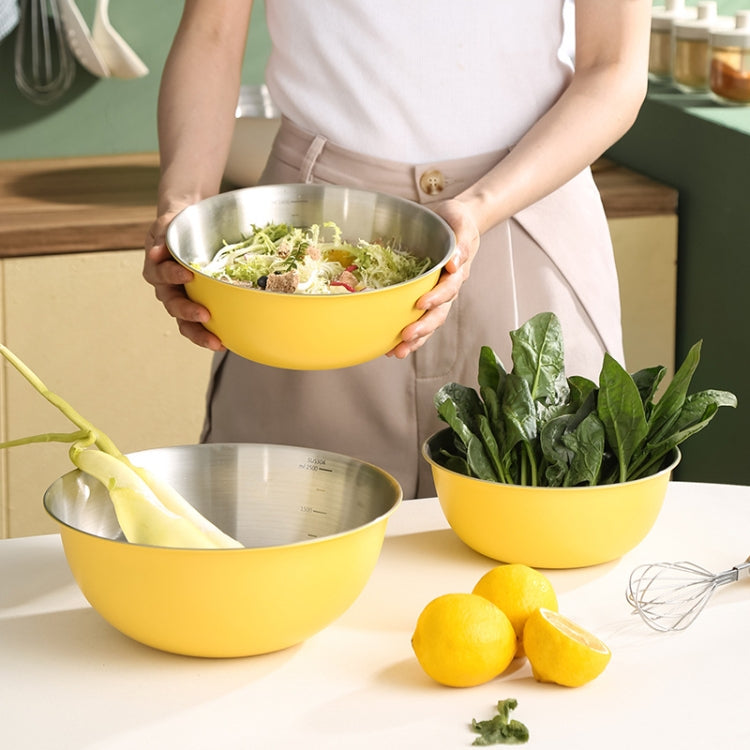 304 Stainless Steel Food Grade Dishes Bowl Kitchen Baking Stirring Bowl Vegetables Sandwood Basin, 19cm (Yellow), 22cm (Yellow), 24cm (Yellow), 19cm (White), 22cm (White), 24cm (White)