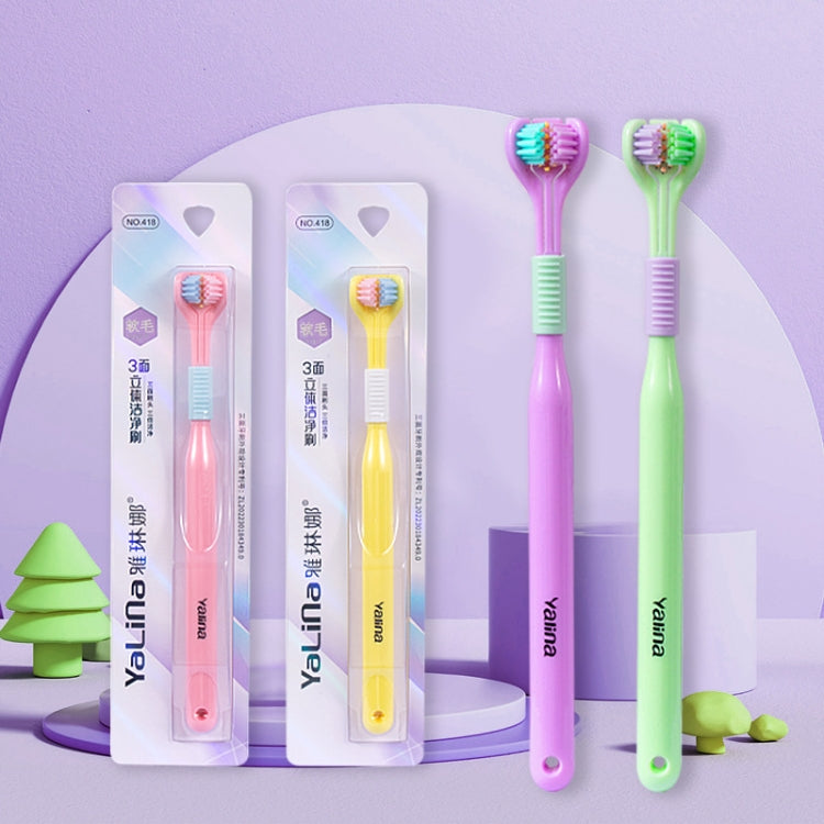YALINA Three Sided Toothbrush Soft Hair 360 Degree V Shaped Toothbrush, 418 Adult Pink, 418 Adult Purple, A22 Kids Pink, A22 Kids Yellow, A22 Kids Blue