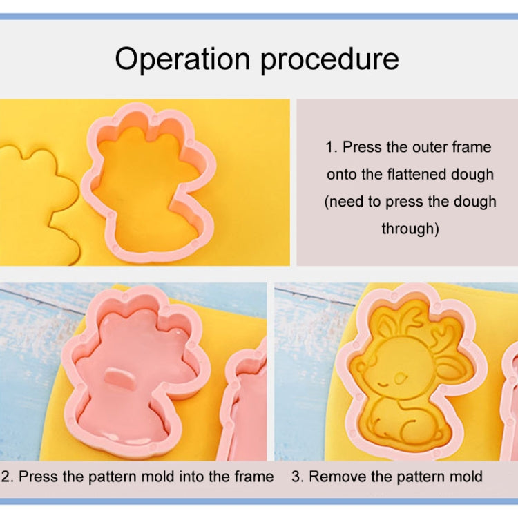 Christmas Biscuit Molds Cartoon 3D Pressing Fondant Cake Cookie Cutting Molds, 8pcs /Set