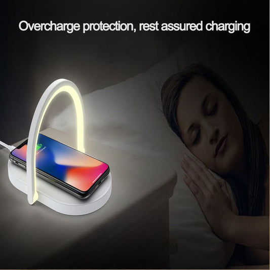 3-in-1 Wireless Charging Station with LED Night Light | 15W Fast Charger Desk Lamp