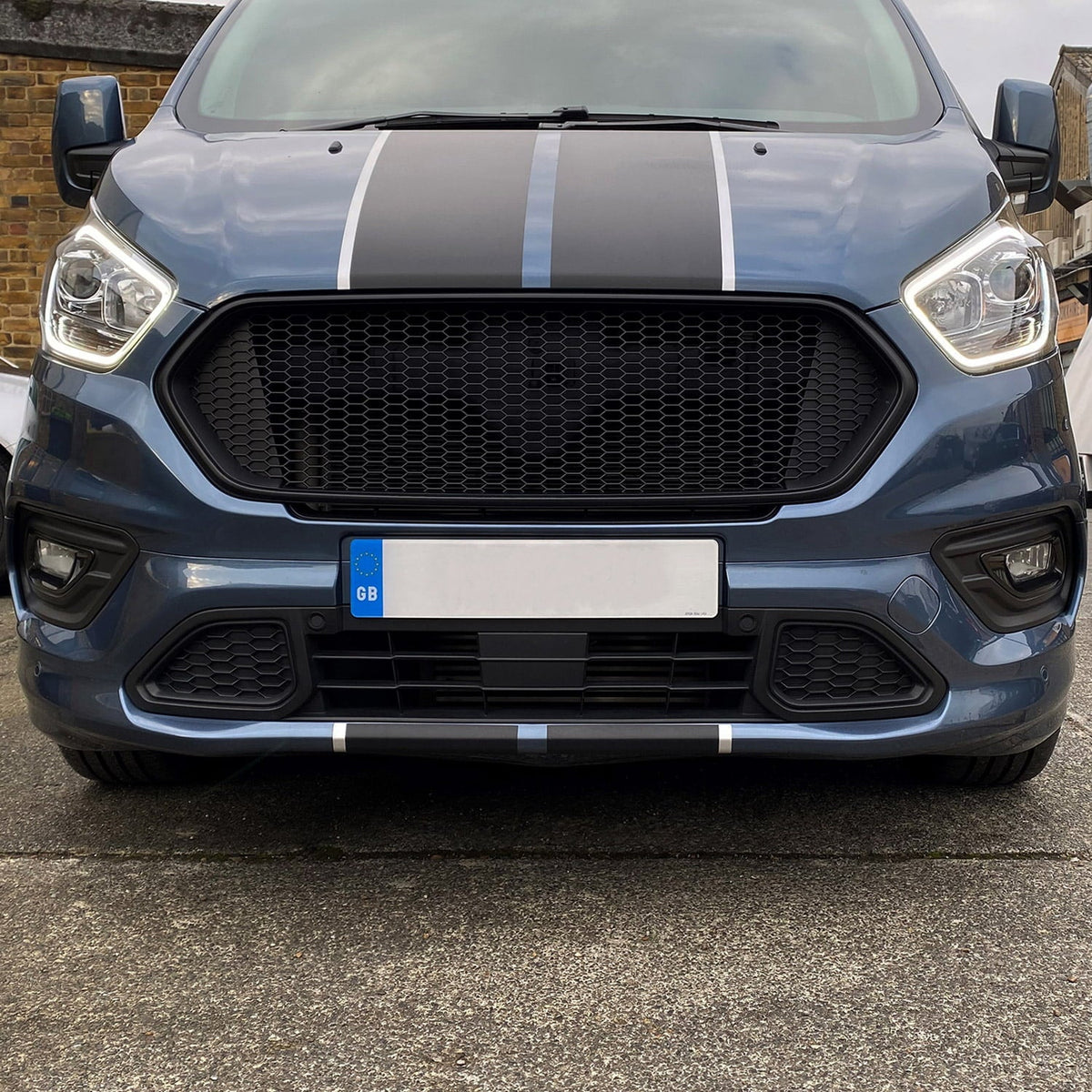 For Ford Transit Custom Badgeless Honeycomb Front Grille | Matte Black Styling Upgrade | Van-X