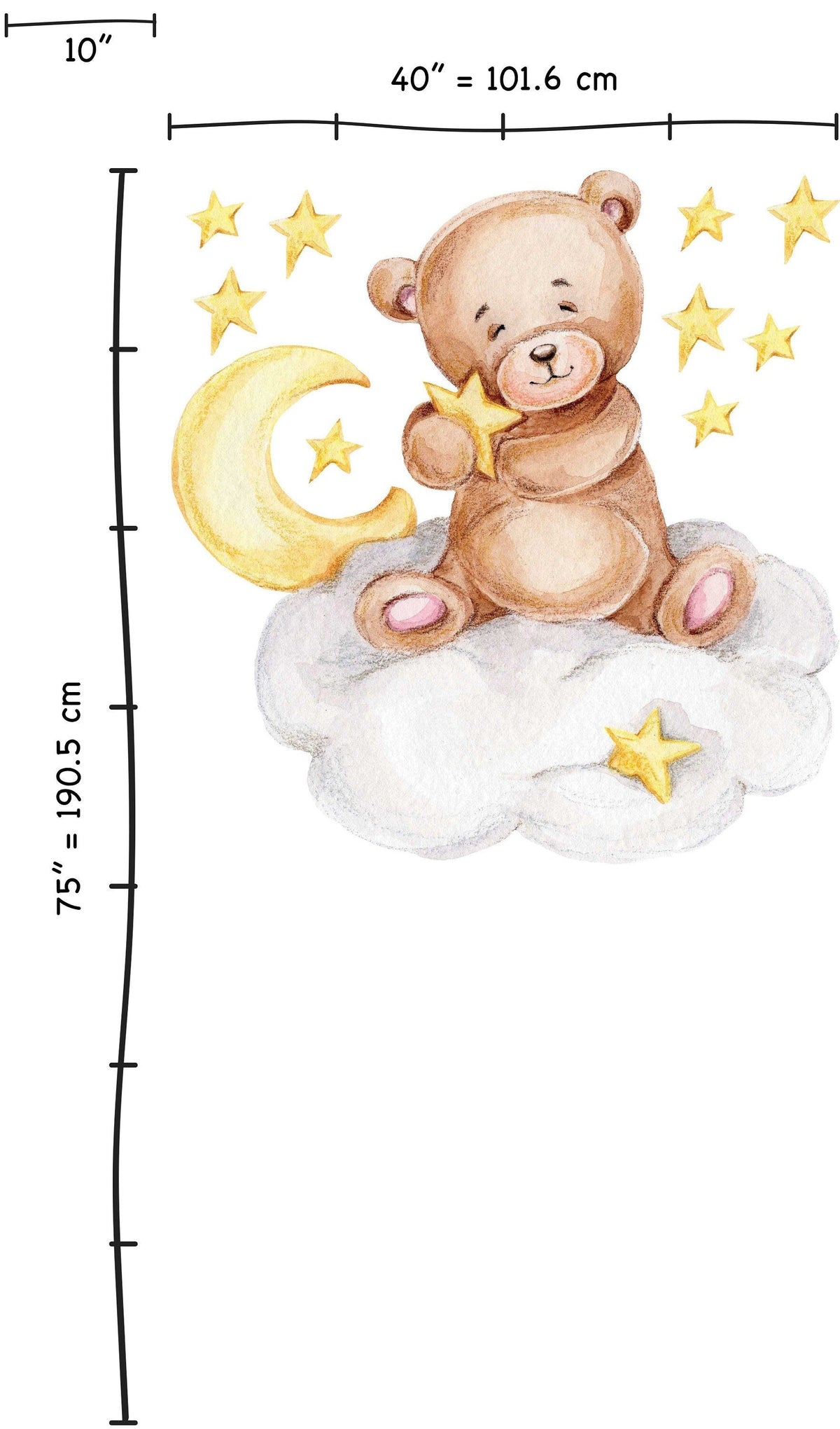 Sleeping Teddy Bear Bunny Nursery Animal Wall Decal | Bear Nursery Sticker | Bunny Wall Sticker Decal | Kids Room Nursery Wall Decal