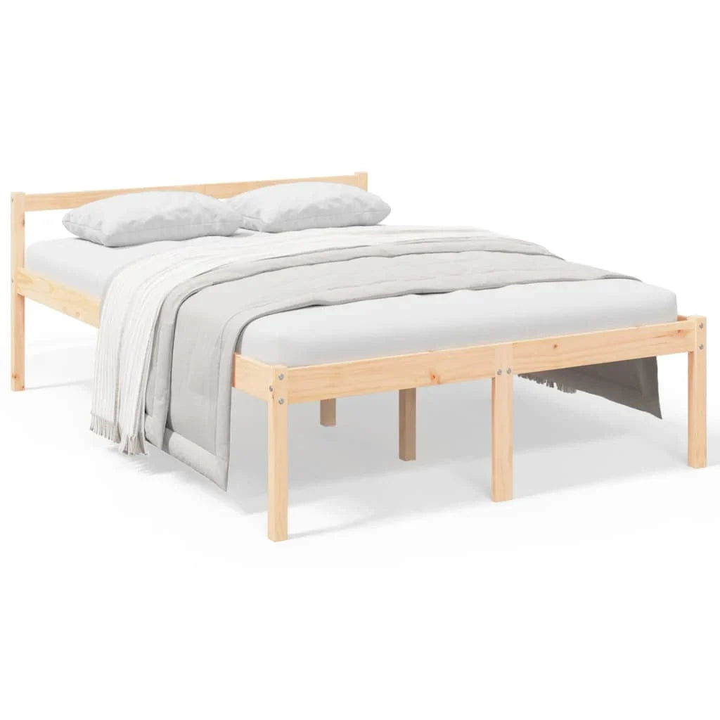 Senior Bed Frame 120x190 cm Small Double Solid Pine High Frame without Mattress