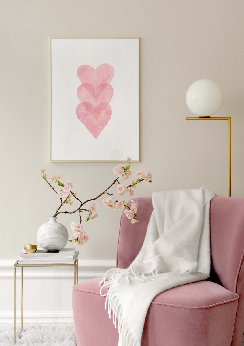 Watercolour Hearts Poster