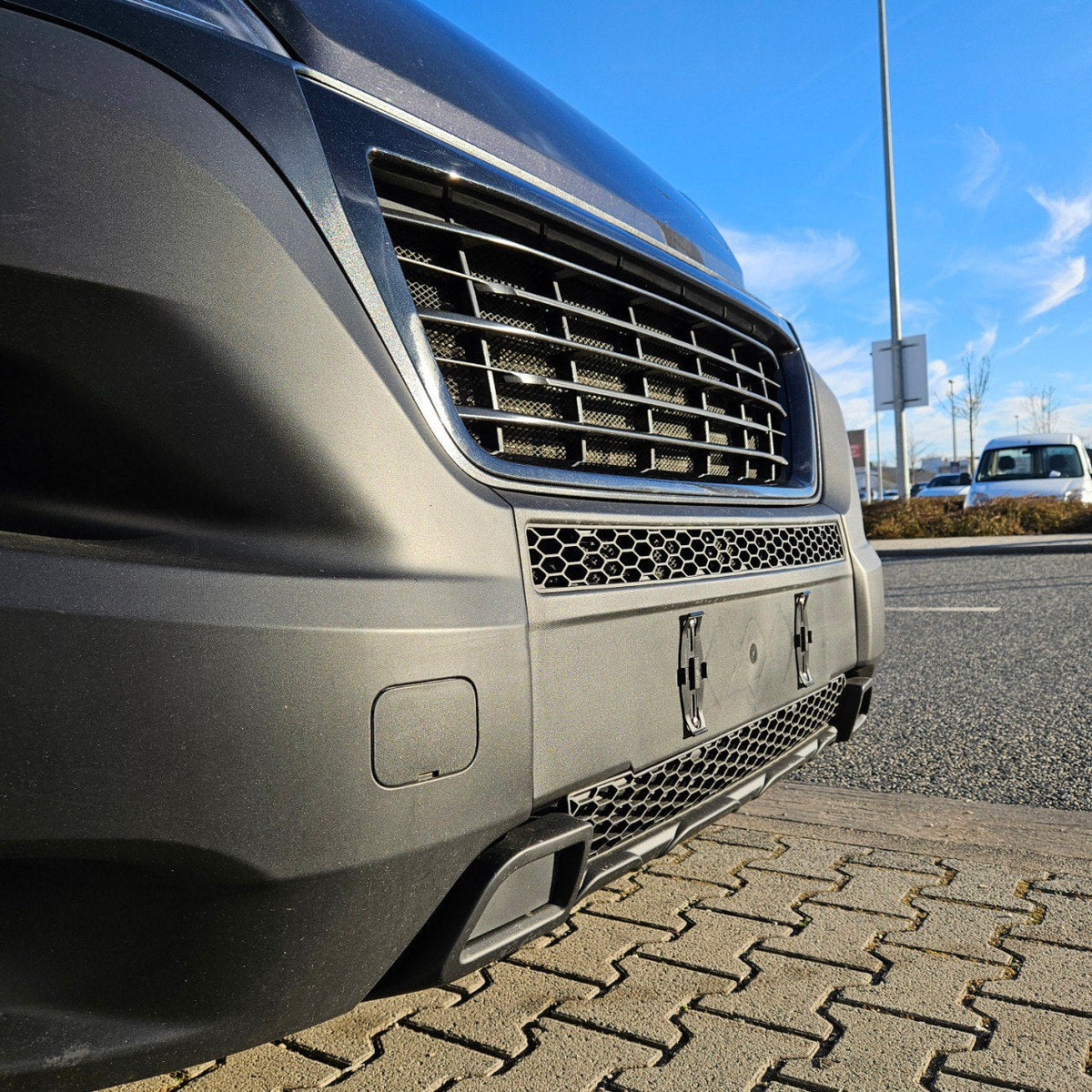 For Fiat Ducato Bumper Honeycomb Grille | Matte Black Front Styling Upgrade | Non Parking Sensor Version | Van-X