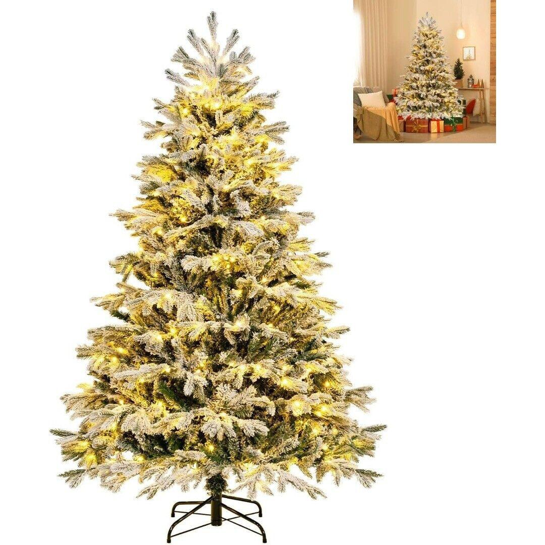 Artificial Christmas Tree 7.5ft 230cm Brown Flocked Metal Stand KI Store