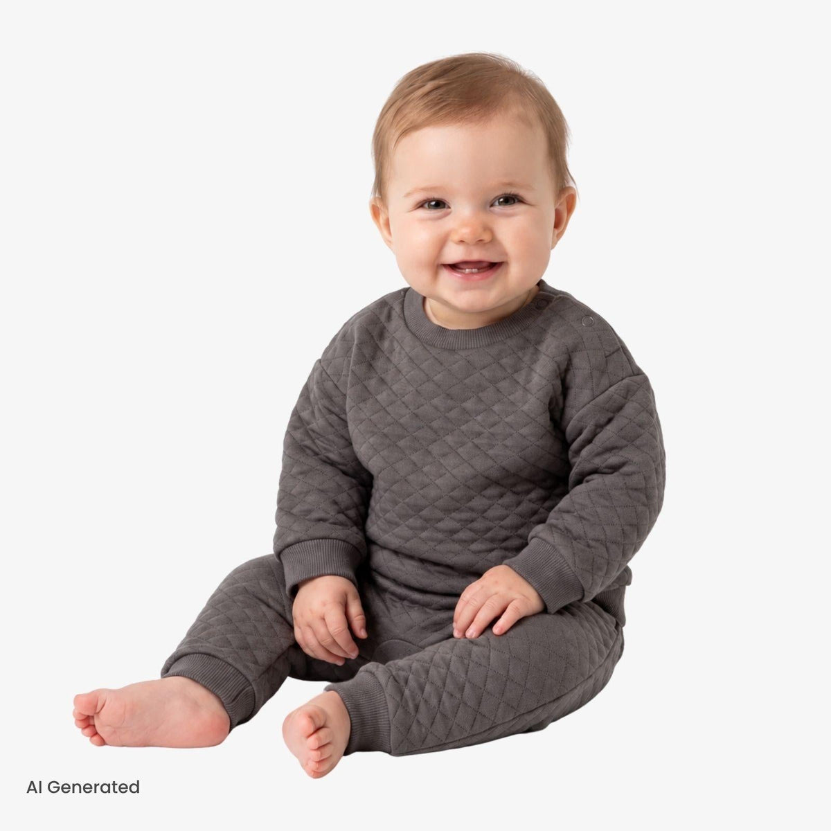 HelloBaby Quilted Baby Sweatshirt & Leggings Set (1-3 Months to 12 Months) - Anthracite