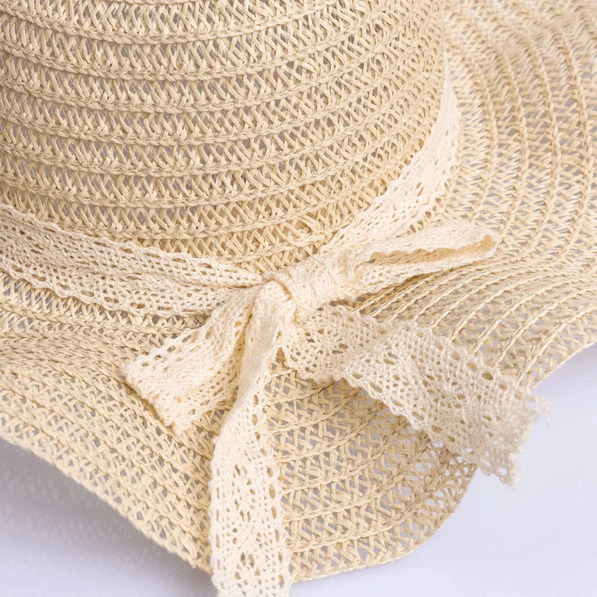 HelloBaby Women's Ribbon Trim Straw Hat (One Size) - Ecru