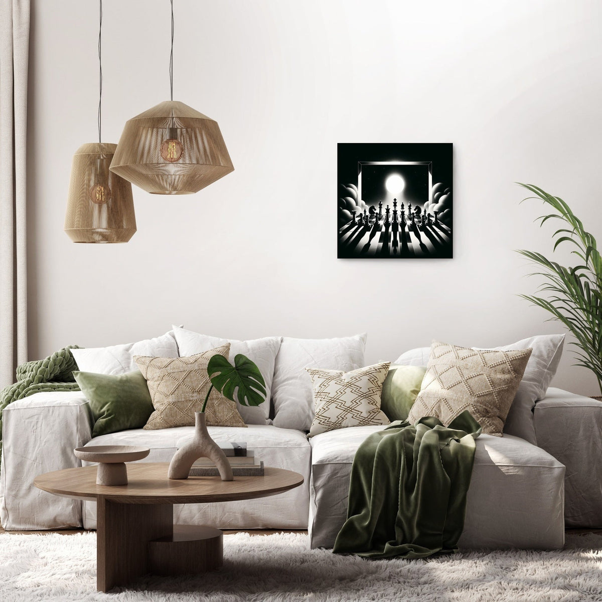 Strategic Shadows: Chessboard Canvas