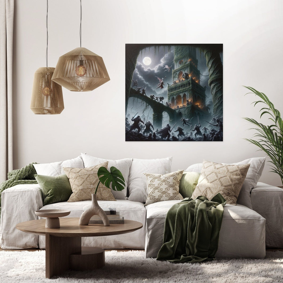 Rescue at the Moonlit Tower Canvas