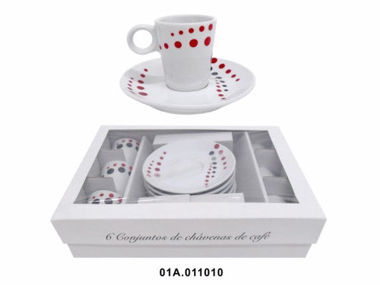 PORCELANA -EMB. C/6 CHAVENAS CAFE Nº4 B/VERM. 6CM