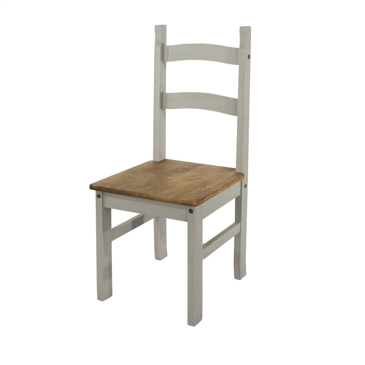 Corona Grey Wax Finish Solid Pine Chairs (Pair)