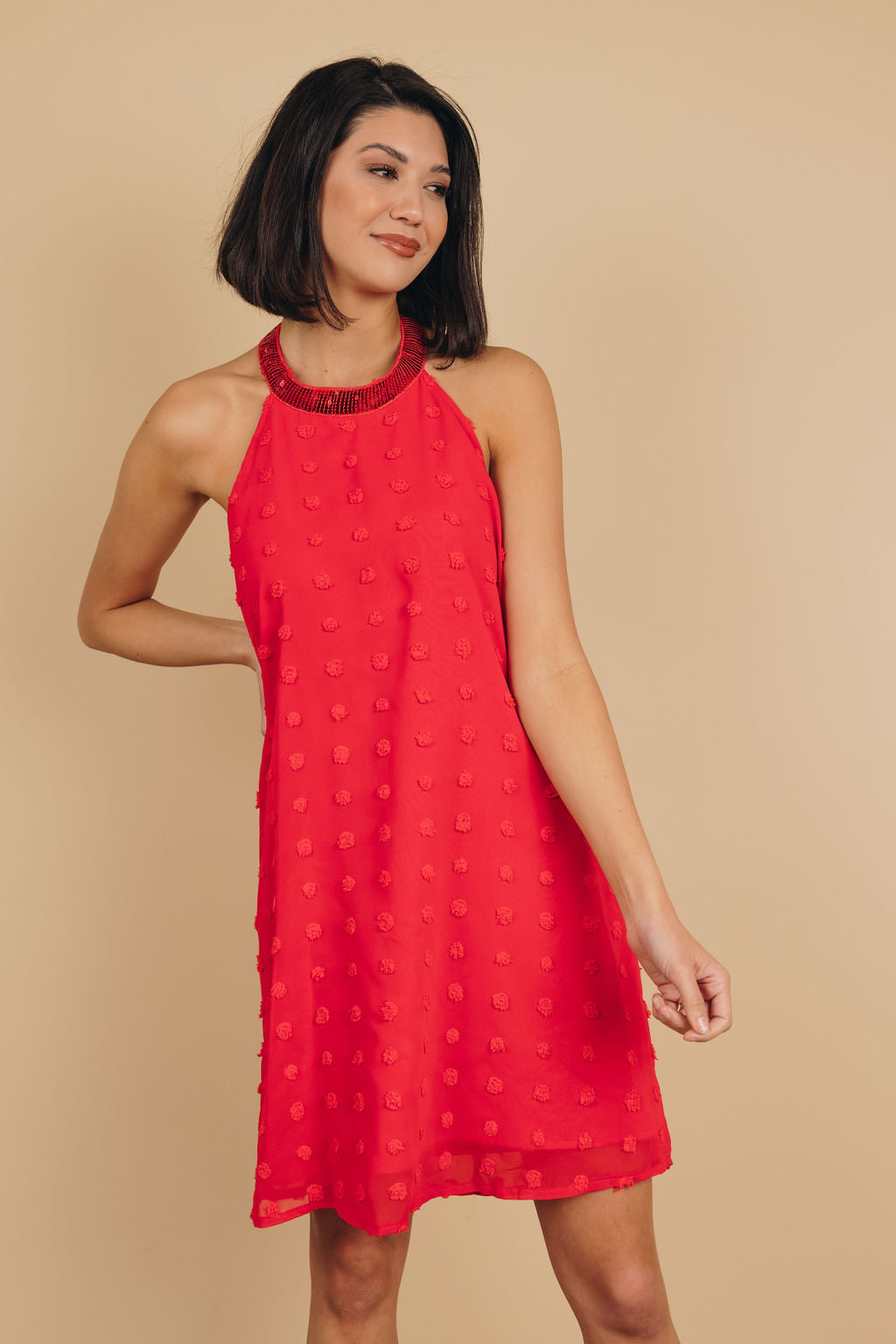 Raquel Sleeveless Pompom Mini Dress