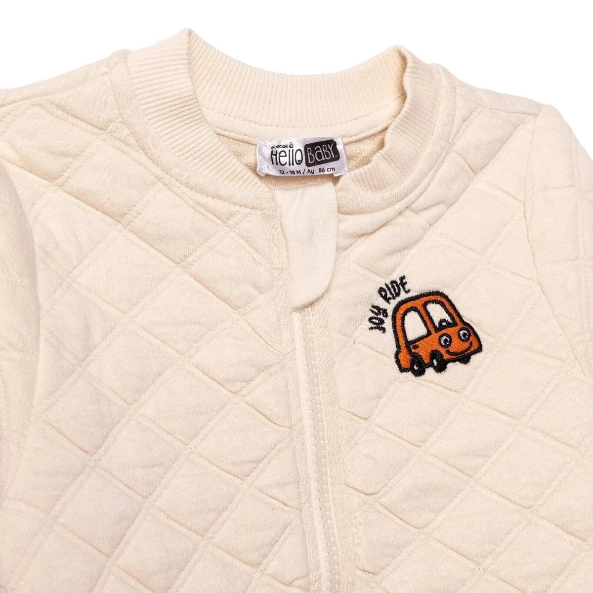 HelloBaby Grandad Collar Quilted Baby Cardigan (6-9 Months to 4-5 Years) - Ecru