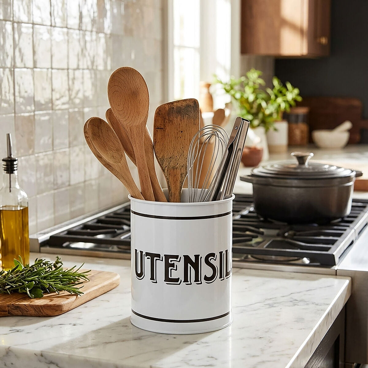 White Metal Utensil Holder | Grocer