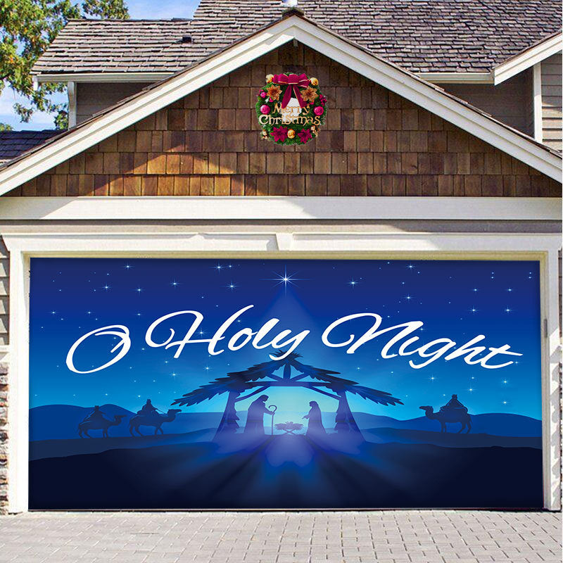 Christmas Background Hanging Cloth Garage Door Patch Holiday Party