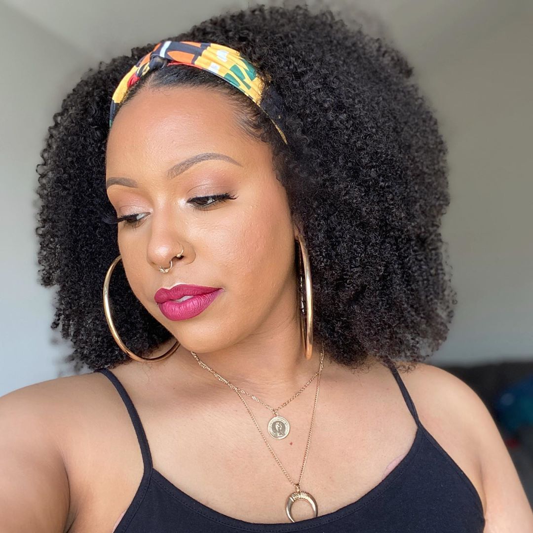 Black Afro Kinky Curly Wig - Small Curl Fluffy Style