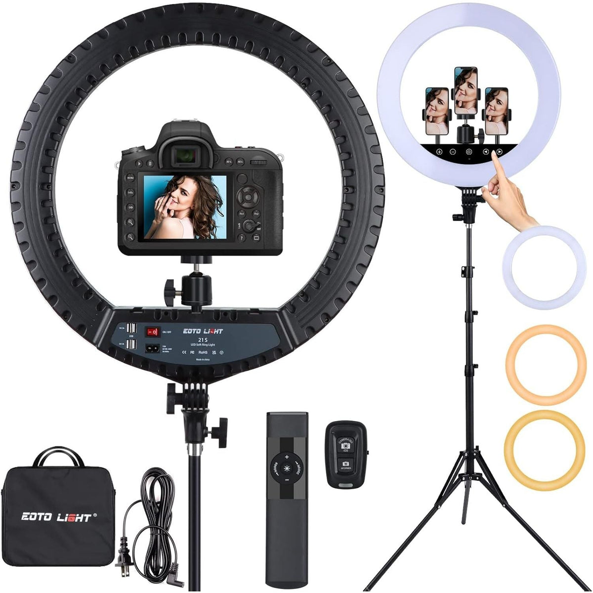 LED Ring Light 21 in with Tripod Touch Panel Bag & Remote for Video EOTO