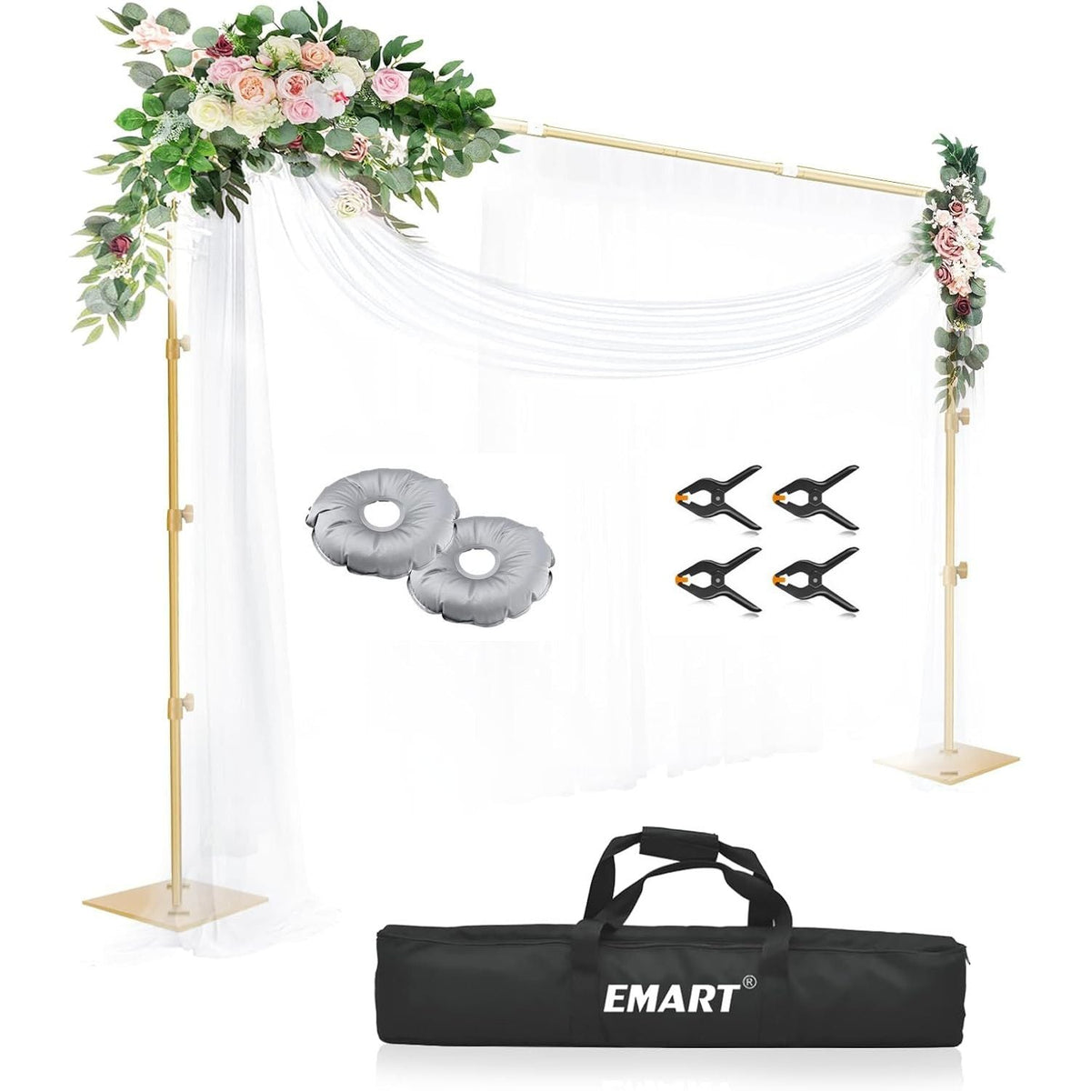 Gold Backdrop Stand 8.5x10ft Adjustable Photo Frame with Steel Base EMART