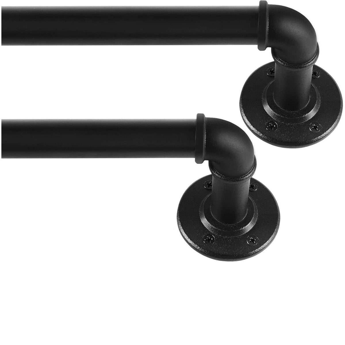 Black Extendable Curtain Poles 67–122cm – 2 Pack Industrial Rods for Eyelets