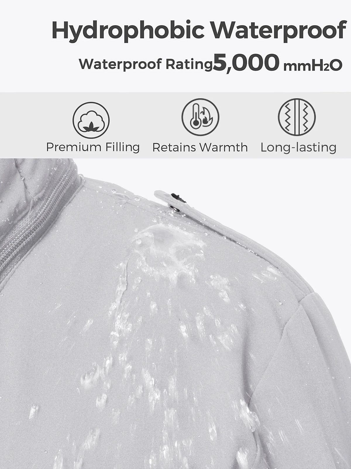 Wantdo Womens Winter Jacket Waterproof Coat Warm Puffer, Size S, Grey