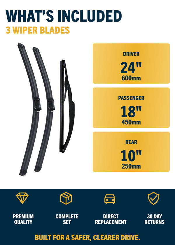 Peugeot 308 MK2 Hatchback Front & Rear Wiper Blades | Jan 2013-Jul 2021