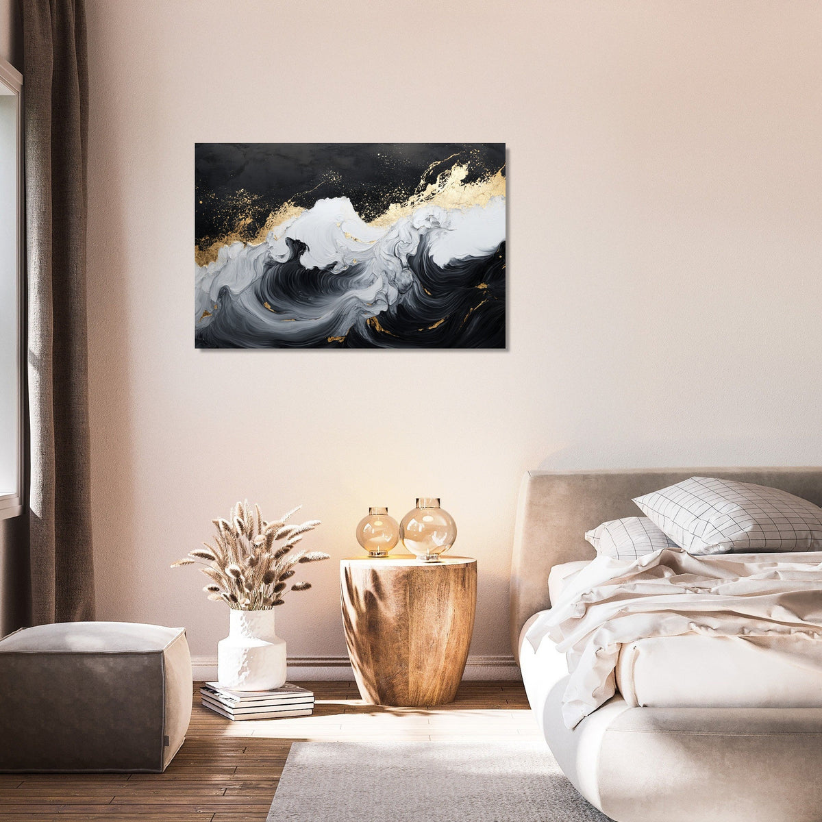 Golden Crest Waves Canvas