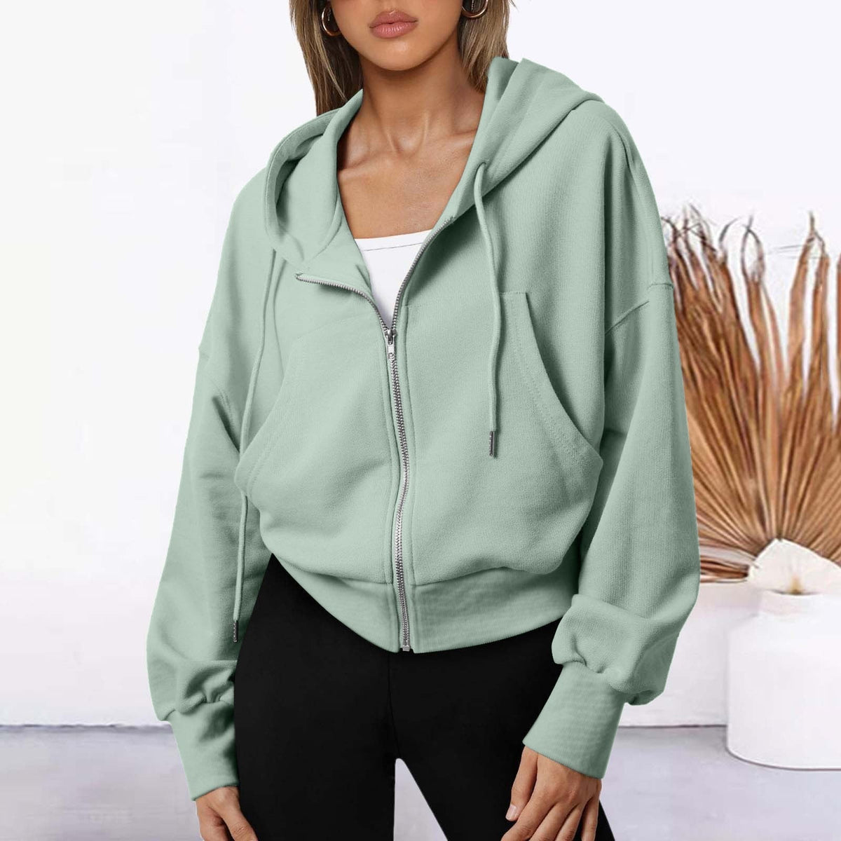 Zipper Long Sleeve Casual Sports Fashion Short Sweater