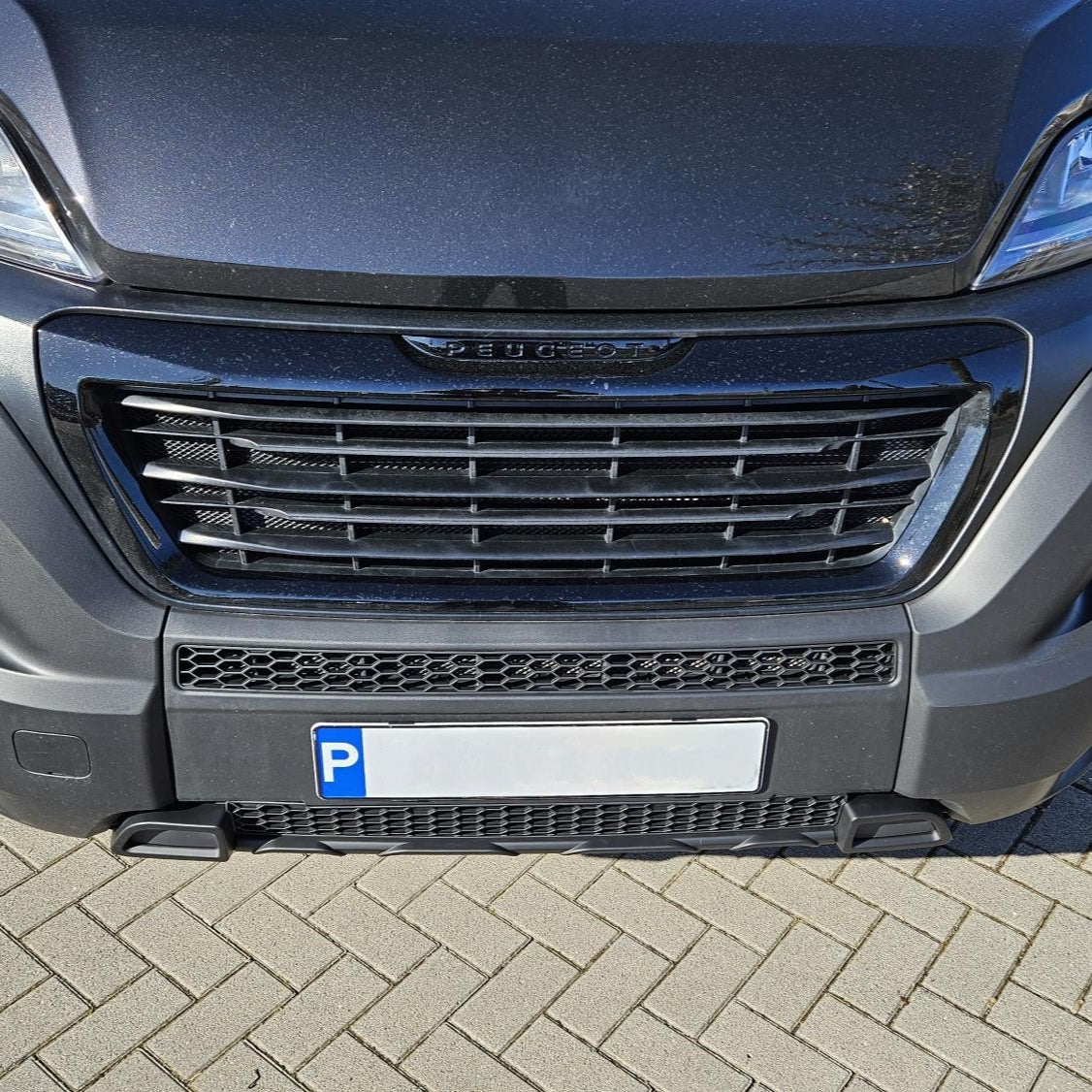 For Fiat Ducato Bumper Honeycomb Grille | Matte Black Front Styling Upgrade | Non Parking Sensor Version | Van-X