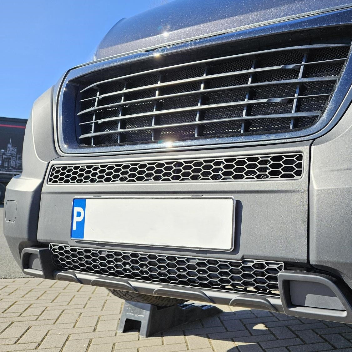 For Fiat Ducato Bumper Honeycomb Grille | Matte Black Front Styling Upgrade | Non Parking Sensor Version | Van-X