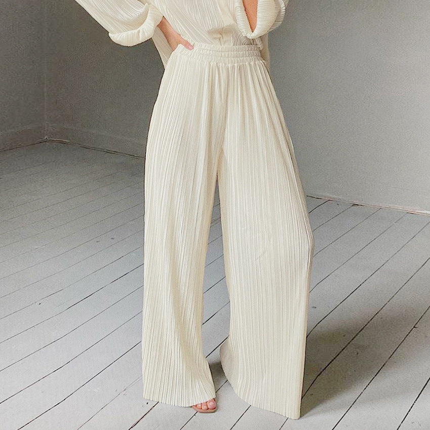Lapel Pleated Shirt  Draped Add Trousers