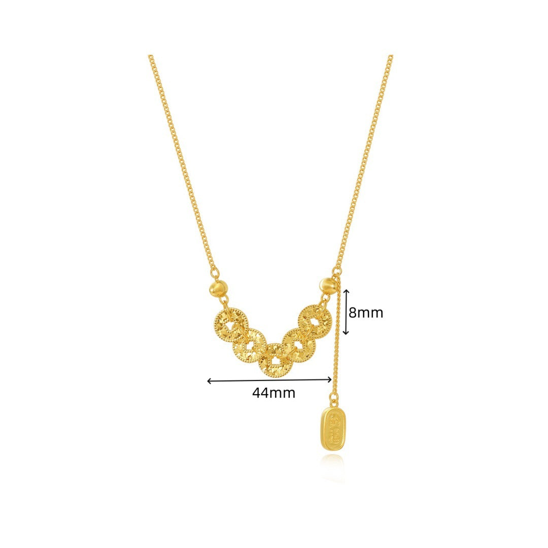 Five Emperor Coins Gold Plated New Chinese Style Necklace