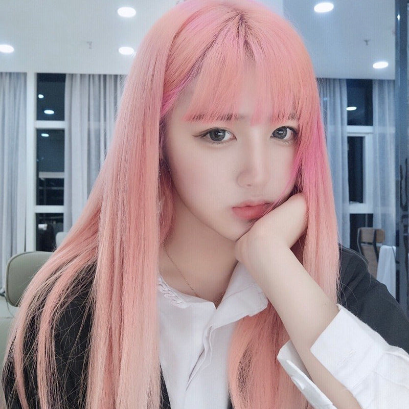 Long Straight Synthetic Wig with Air Fringe