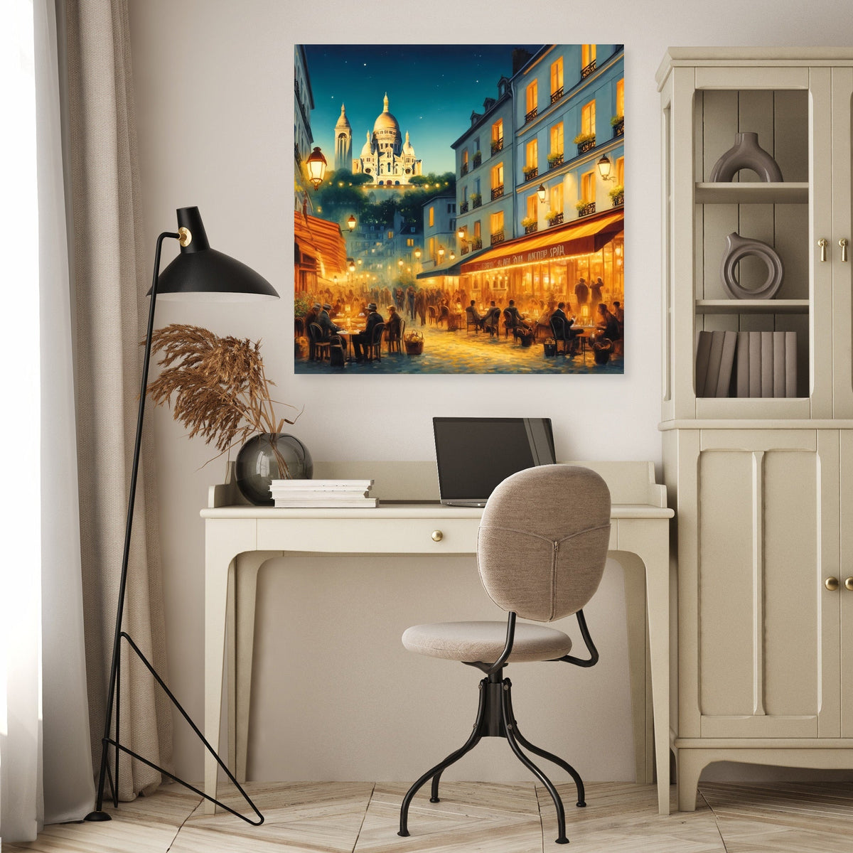 Twilight Over Paris Montmartre Canvas