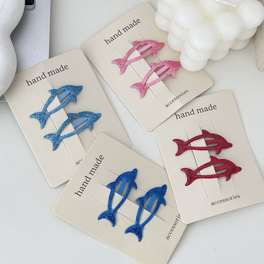 Dripping Dolphin Simple Girl Heart Romantic Cartoon Children Cropped Hair Clip Hair Accessories Hairpin Female