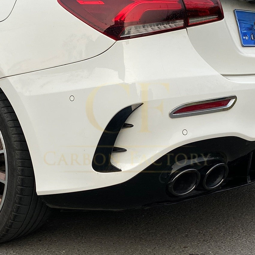 Gloss Black Rear Bumper Trims for Mercedes Benz W177 A Class Saloon 18-25 (Replacement)