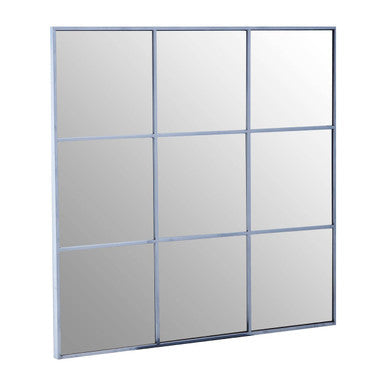 Grid Wall Mirror with Silver Finish Frame | Oriel