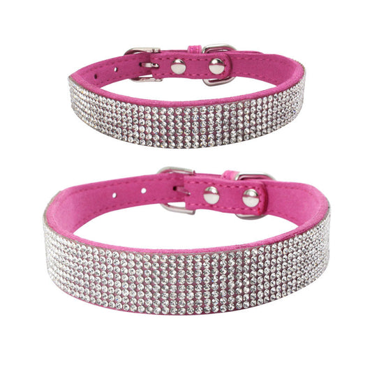 Adjustable Suede Leather Dog Collar Leash Set