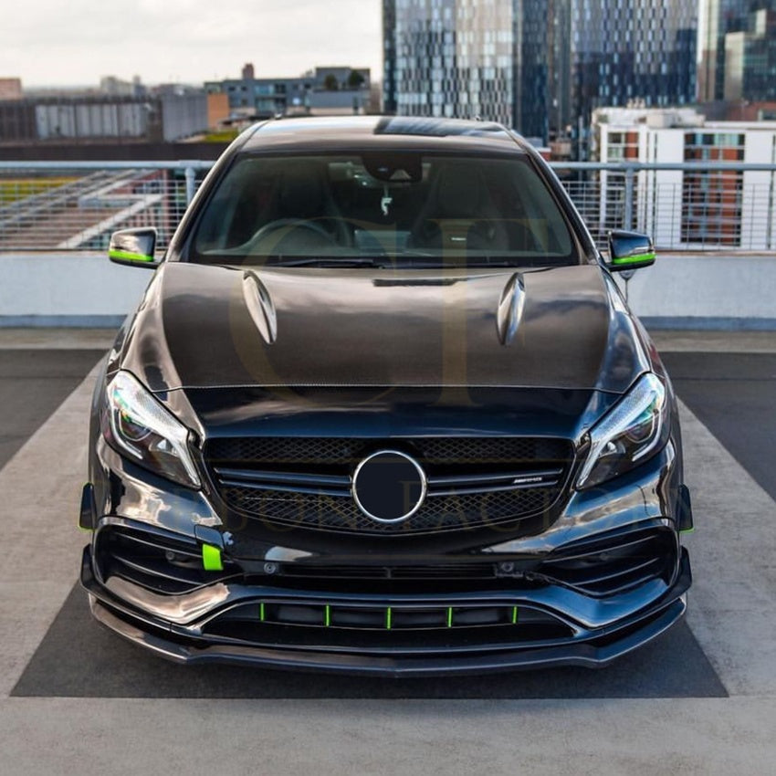 V Style (3 pcs) Gloss Black Front Splitter for Mercedes Benz W176 A Class AMG 13-18