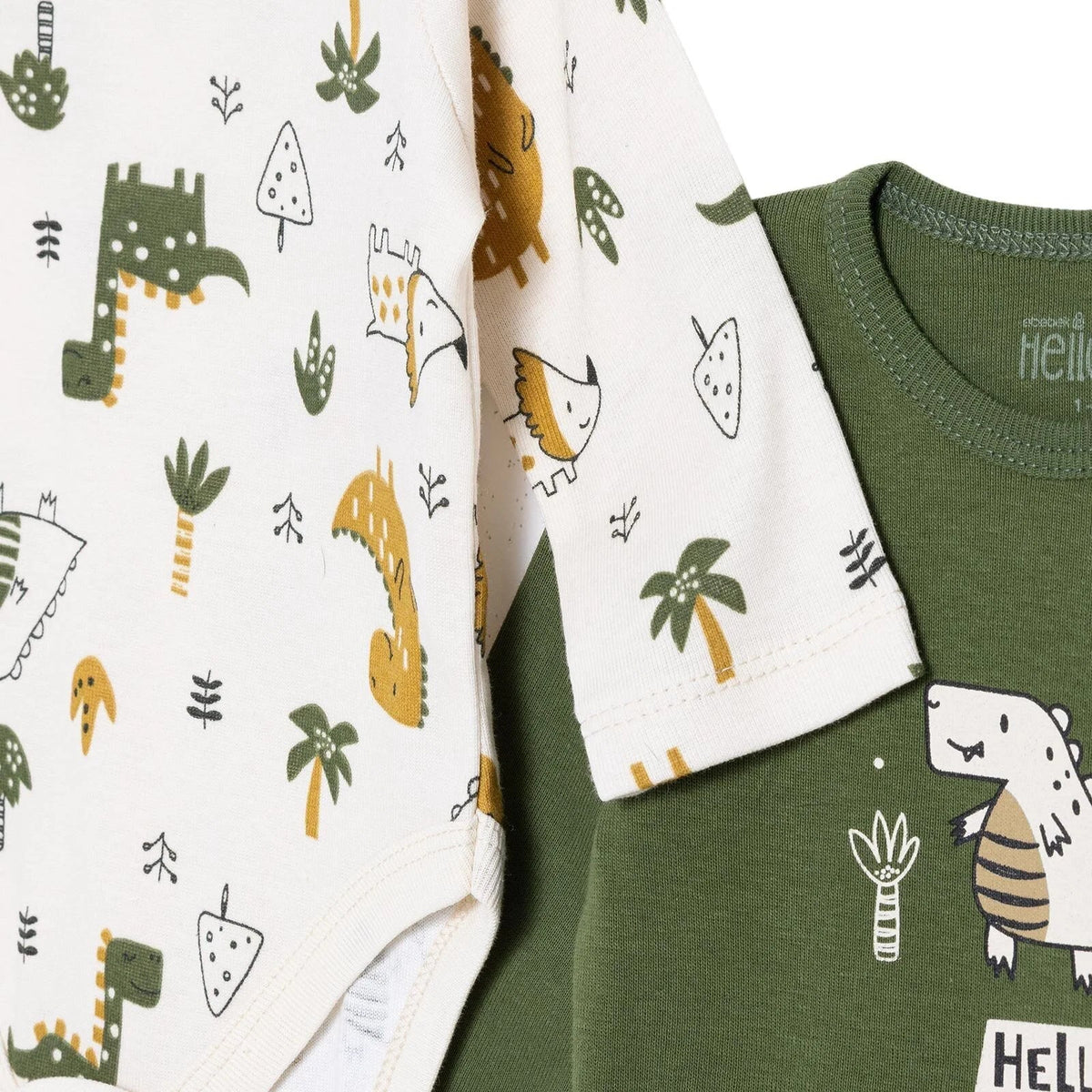 HelloBaby 2 Pack Dinosaur Print Long Sleeve Baby Bodysuits (1-3 Months to 2-3 Years)