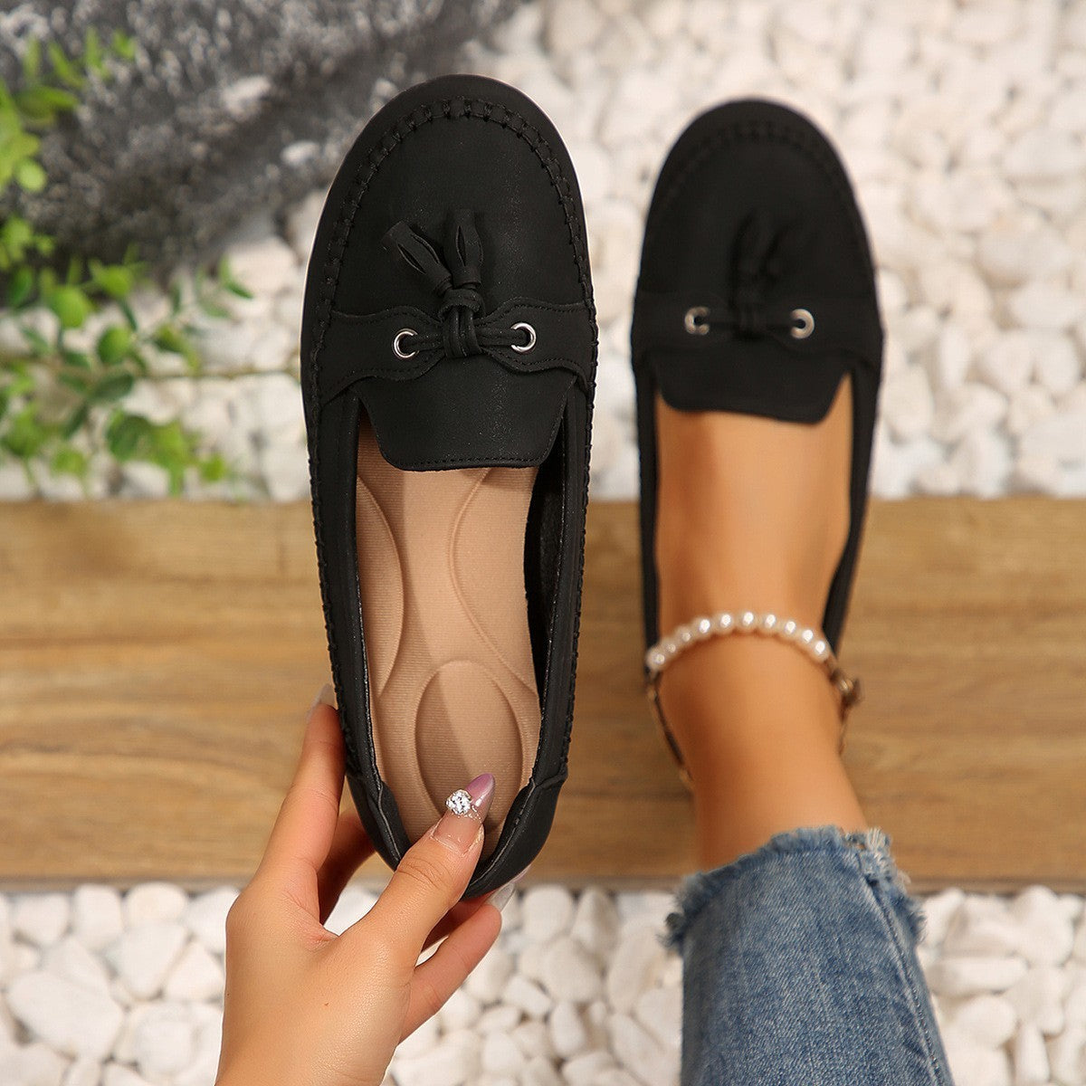 Women's Round Head Loafers Fashion Non-slip Soft Comfortable Flats Shoes