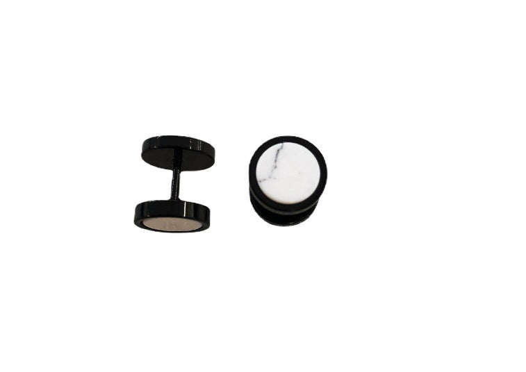 Titanium Steel Black Turquoise White Fashion Stud Earrings